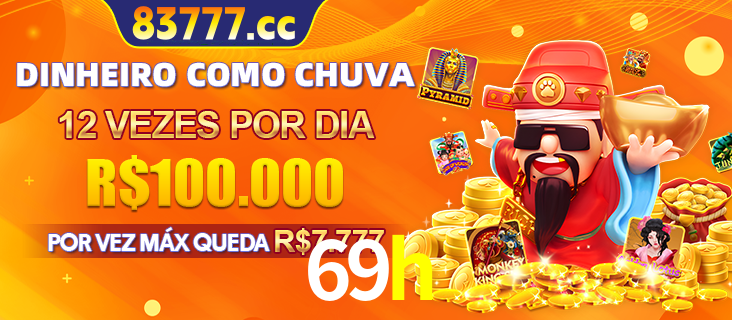 Banner do programa de recompensas Recomende para amigos do 69h, detalhando os bônus por convidar amigos, com prêmios que chegam a R$288.888.